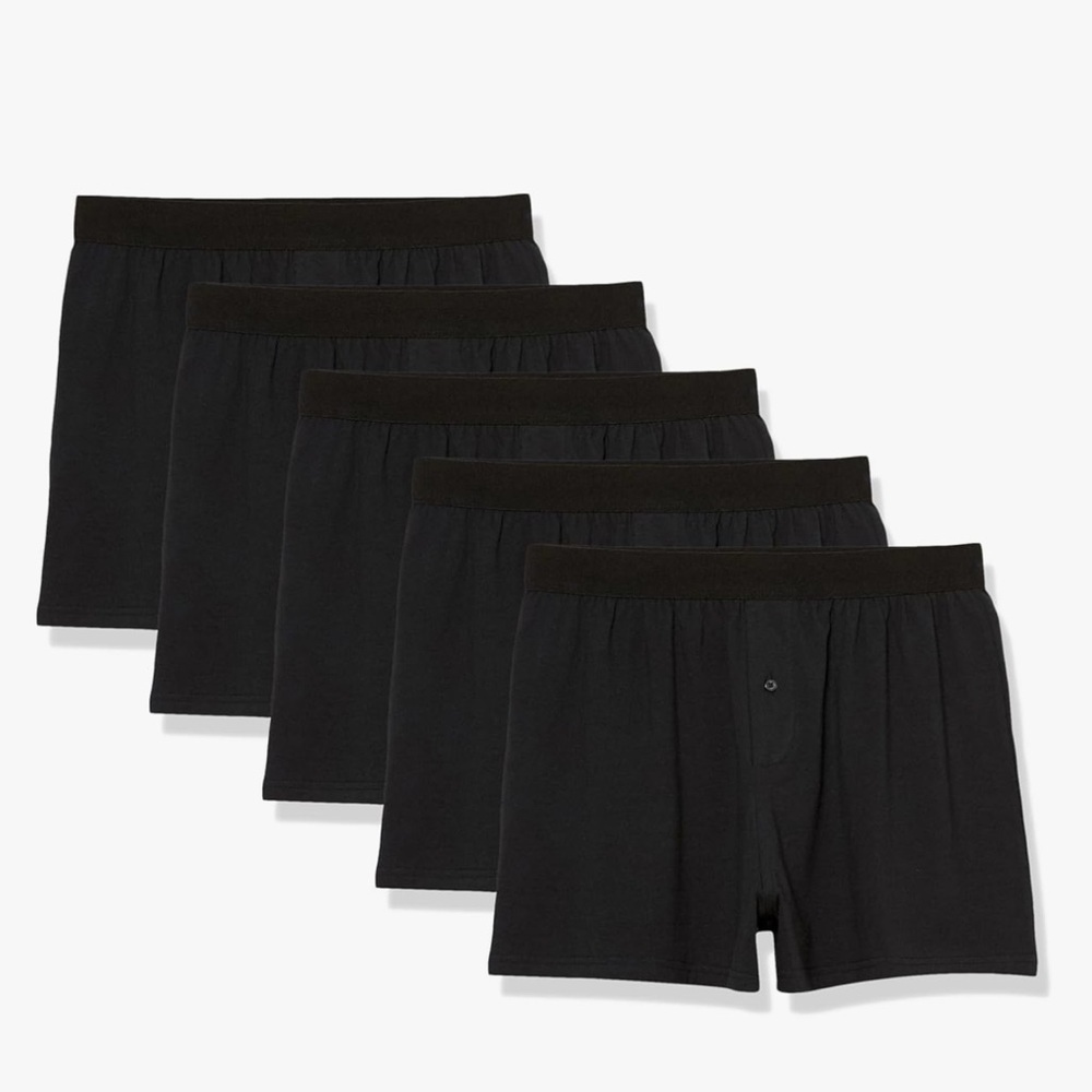 Amazon Essentials Cotton Jersey Boxers - Men's Underwear s 5 Pack Black